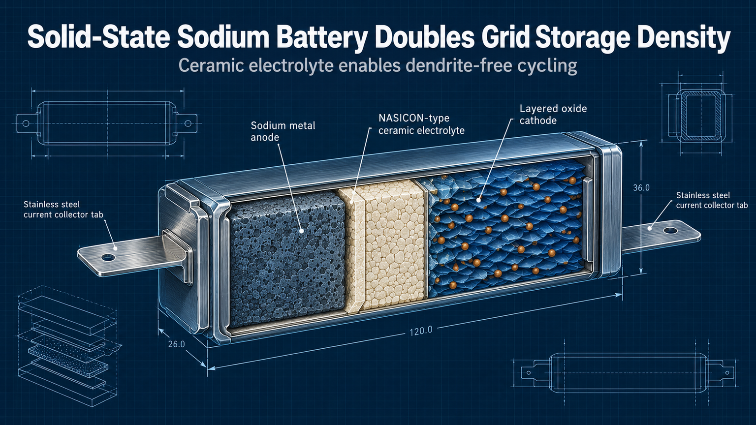 Solid-State Sodium Battery Doubles Grid Storage Density
